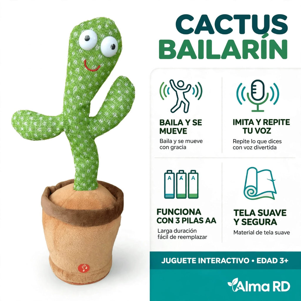 Cactus Bailarín ALMA RD™ - Canta, Baila y Repite tu Voz 🌵