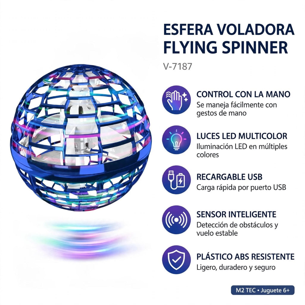 Esfera Voladora Flying Spinner ALMA RD™ - Control con la Mano + Luces LED