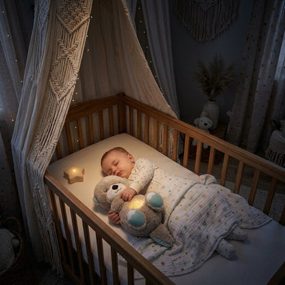Peluche Nutria Dormilona ALMA RD™- Respiración Rítmica, Música Relajante y Luz Cálida