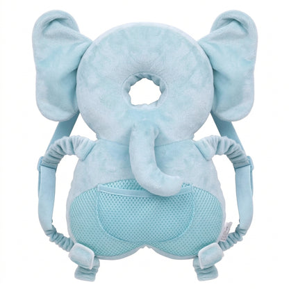 Almohadilla Protectora de Cabeza Bebé ALMA RD™ - Mochila Anticaídas Elefante Azul - Suave y Ajustable