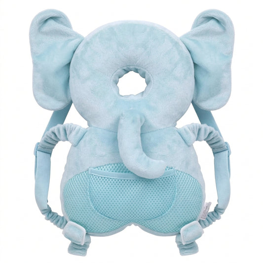 Almohadilla Protectora de Cabeza Bebé ALMA RD™ - Mochila Anticaídas Elefante Azul - Suave y Ajustable
